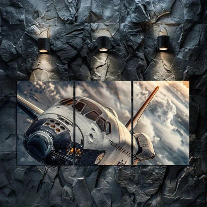 3pcs Space Shuttle in Orbit Metal Print Ready to Hang Art