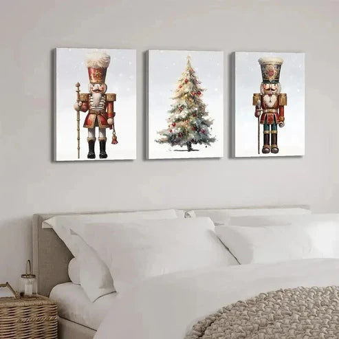 3pcs Nutcracker & Christmas Tree Wall Art Set Canvas Unframed - High Quality Print 100% Australian Made Wall Canvas