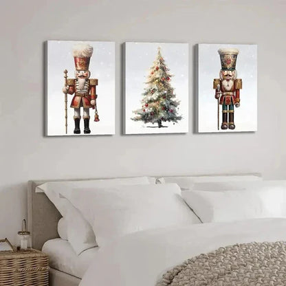 3pcs Nutcracker & Christmas Tree Wall Art Set Canvas Unframed - High Quality Print 100% Australian Made Wall Canvas