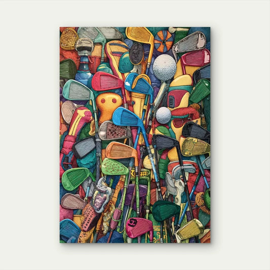 Vibrant Golf Accessories Design 60x90cm Metal Print Ready to Hang