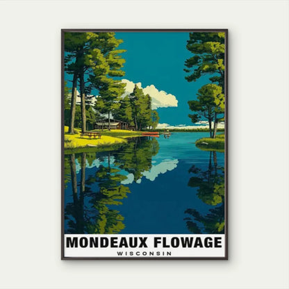 Mondeaux Flowage Wisconsin Lake District Turquoise Travel Poster Print Wall Art