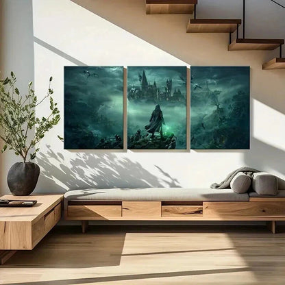 3pcs Fantasy Creatures & Magic Castle Wall Art Set Canvas Framed 40x60cm - High Quality Print 100% Australian Made Wall Canvas Ready to Hang - Bella Home Decor