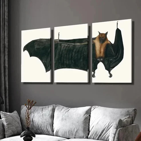 3pcs Large Gothic Creature Halloween Bat  Wall Art Set Canvas Unframed - High Quality Print 100% Australian Made Wall Canvas