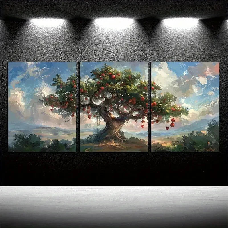 3pcs Small Trees in The Orchard Metal Print Ready to Hang Art - Bella Home Decor