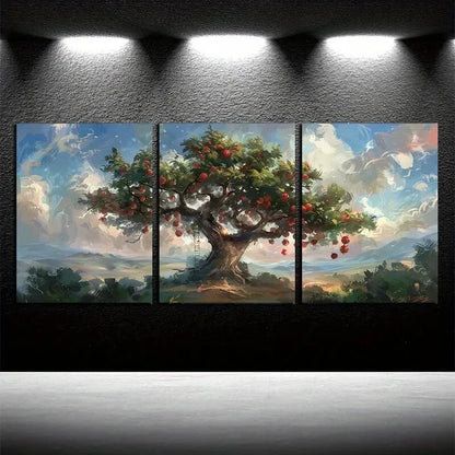 3pcs Small Trees in The Orchard Metal Print Ready to Hang Art - Bella Home Decor