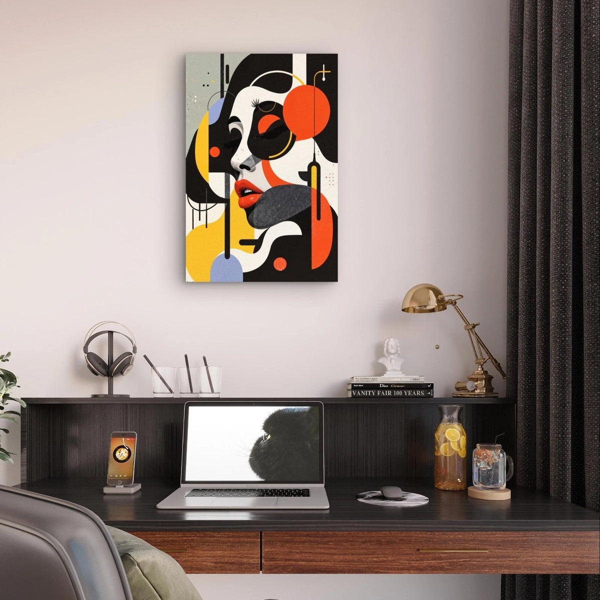 Boho Urban Abstract Geometric Female Portrait 40x60cm Metal Print Ready to Hang