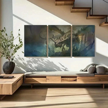 3pcs Fantasy Creatures & Dragons Wall Art Set Canvas Framed 40x60cm - High Quality Print 100% Australian Made Wall Canvas Ready to Hang - Bella Home Decor