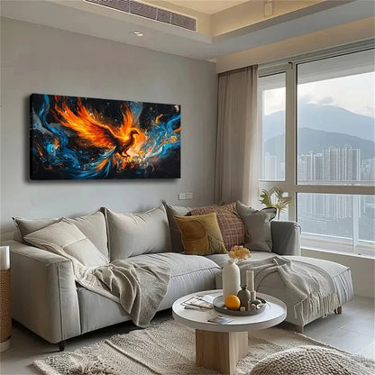 Vibrant Phoenix Surrounded Wall Art Canvas Office Home Room Framed 120x60cm - Bella Home Decor