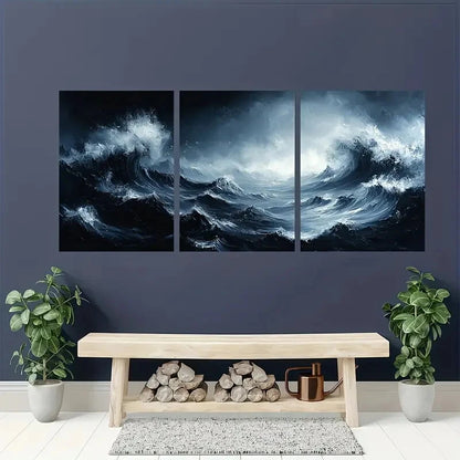 3pcs Black and White Gray Minimalist Texture Metal Print Ready to Hang Art