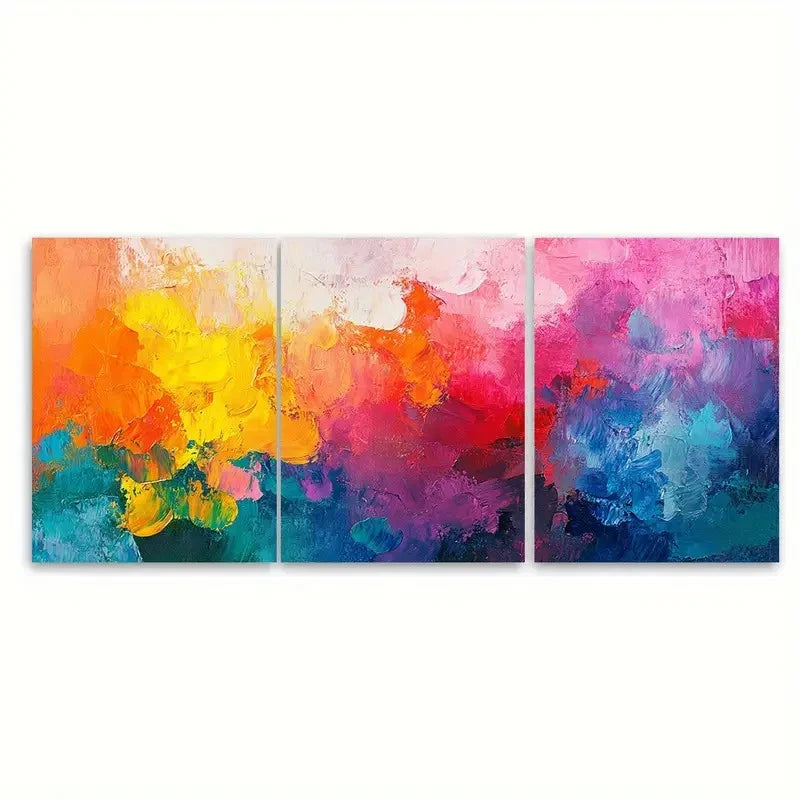 3pcs Colorful Aesthetic Abstract Painting Wall Art Set Canvas Framed 50x70cm - High Quality Print 100% Australian Made Wall Canvas Ready to Hang - Bella Home Decor