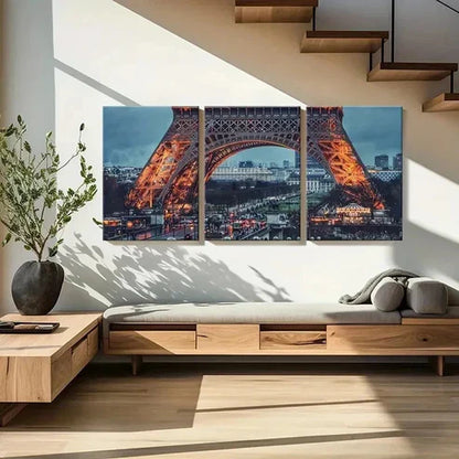 3pcs French Landmark Building Eiffel Tower Wall Art Set Canvas Unframed - High Quality Print 100% Australian Made Wall Canvas - Bella Home Decor