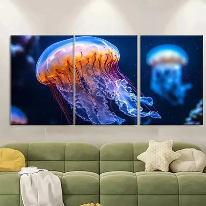 3pcs Sea Nettle Jellyfish Underwater VI   Wall Art Set Canvas Framed 50x70cm - High Quality Print 100% Australian Made Wall Canvas Ready to Hang - Bella Home Decor