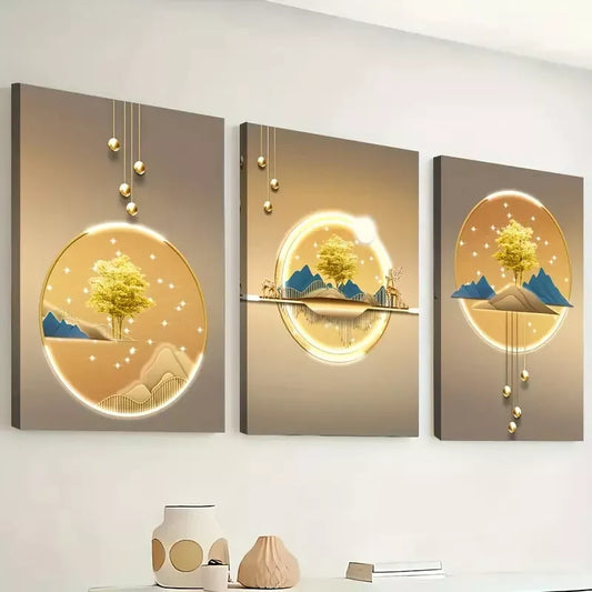 3pcs light luxury Golden abstract animal graphic Wall Art Set Canvas Framed 40x60cm - High Quality Print 100% Australian Made Wall Canvas Ready to Hang