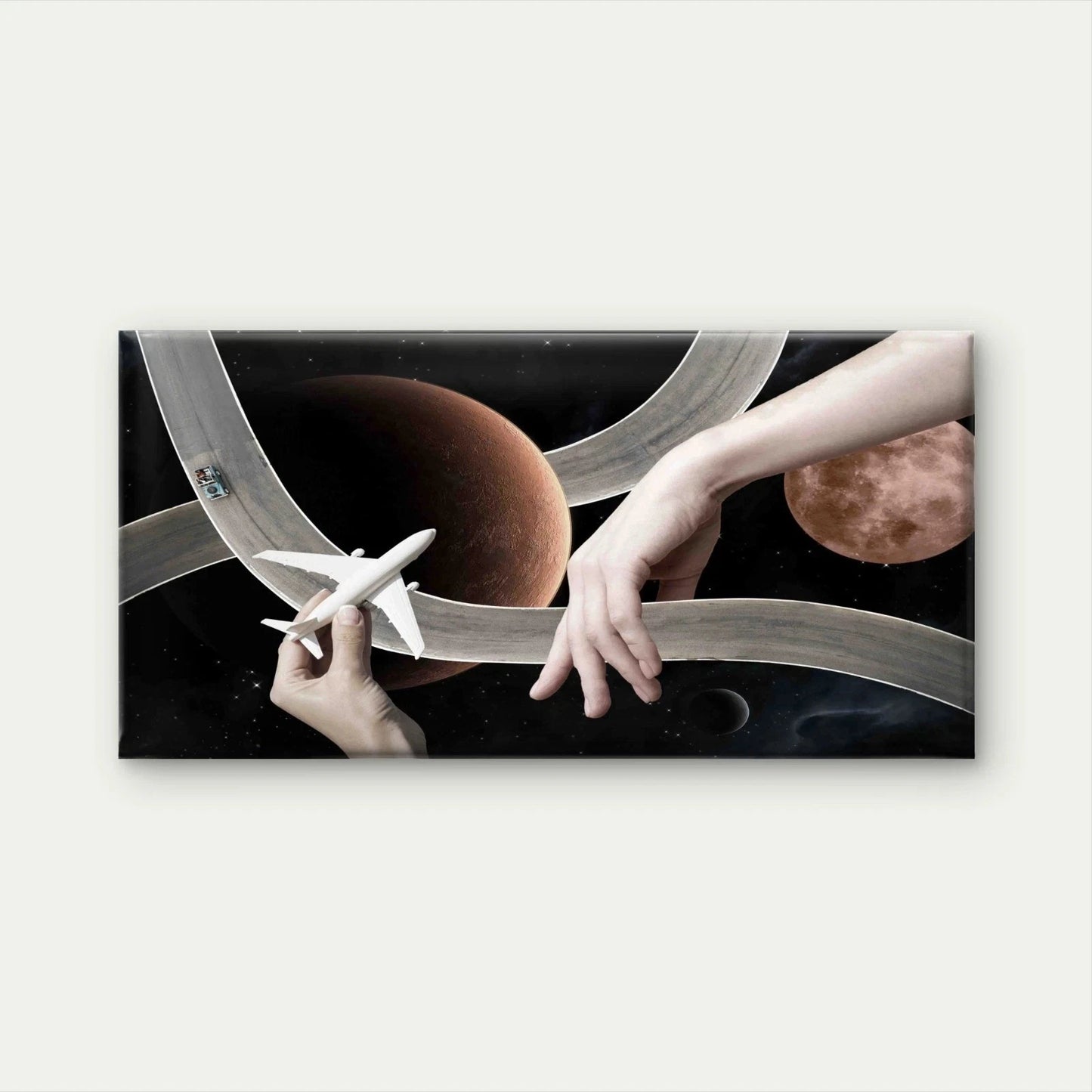 Features Hands Holding Roads Wall Art Canvas Office Home Room Framed 120x60cm