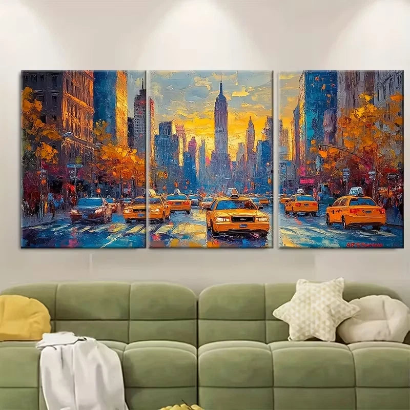3pcs NYC Cityscape Metal Print Ready to Hang Art