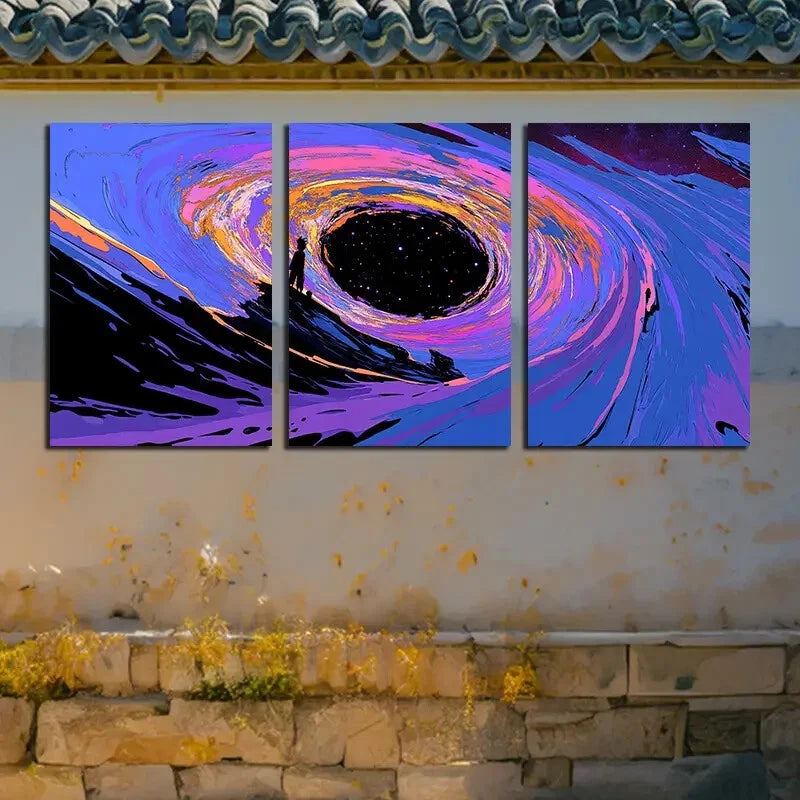 3pcs Abstract Starry Sky Cosmic Space Theme Metal Print Ready to Hang Art - Bella Home Decor