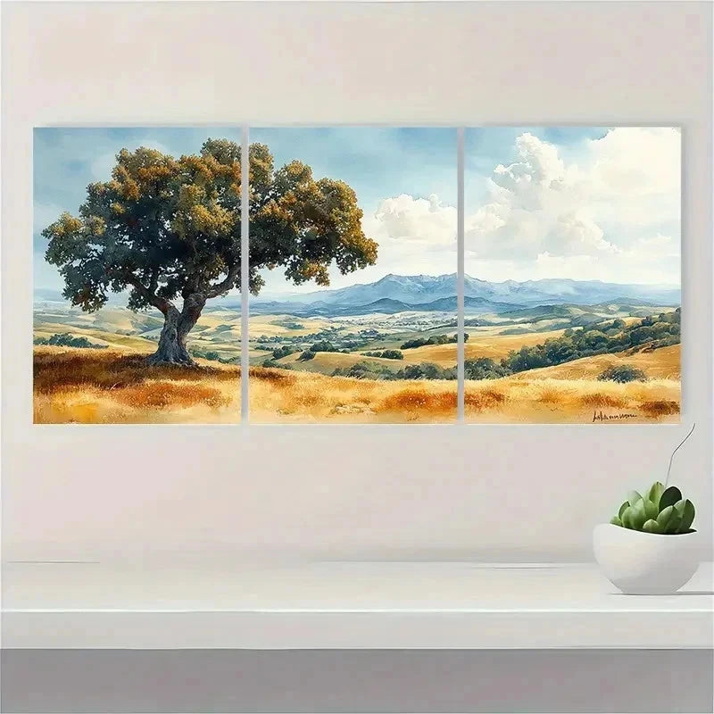 3pcs California Hills Valley Landscape Perfect Wall Art Set Canvas Framed 40x60cm - High Quality Print 100% Australian Made Wall Canvas Ready to Hang - Bella Home Decor