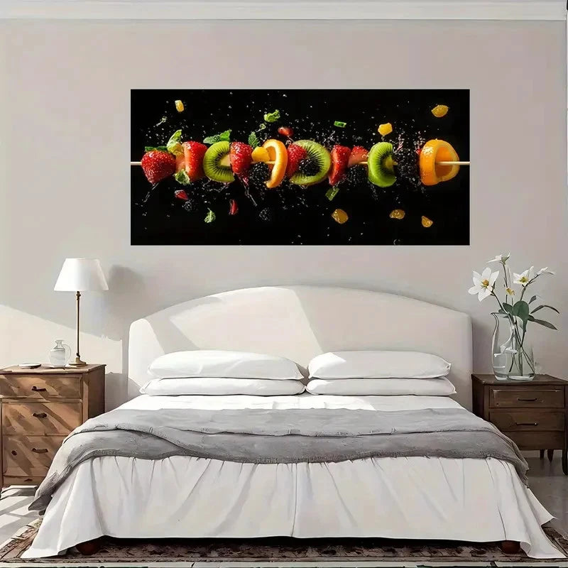 Fruit Stick Dark Food Wall Art Canvas Office Home Room Framed 120x60cm