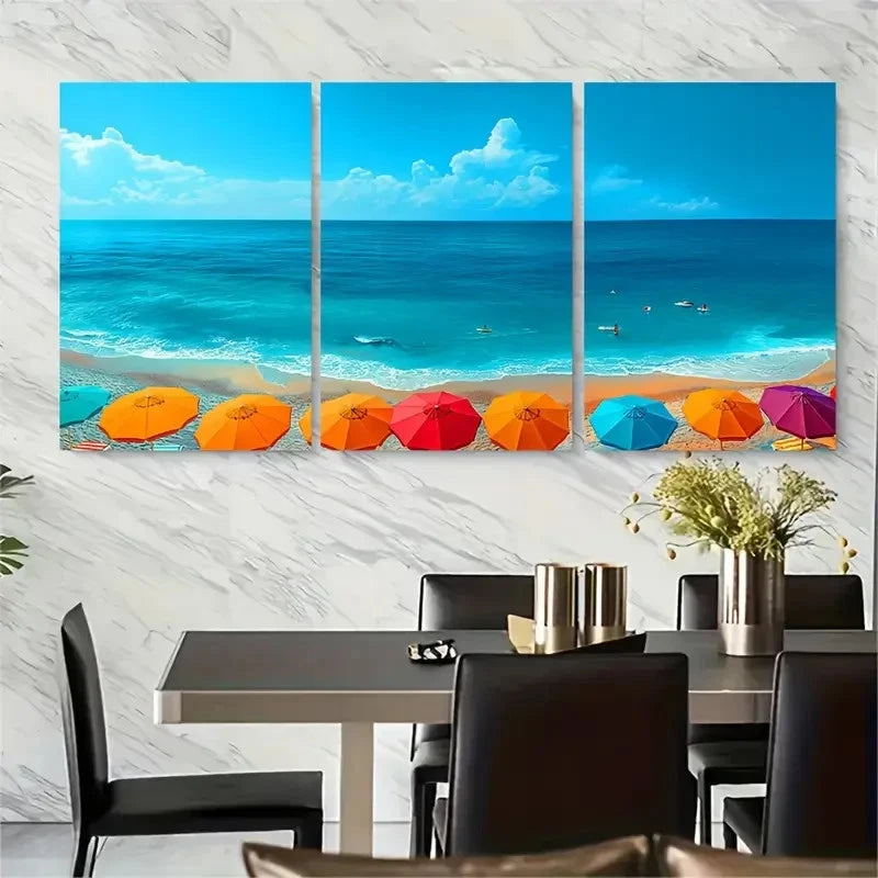 3pcs , Colorful Summer Resort Photo Metal Print Ready to Hang Art - Bella Home Decor