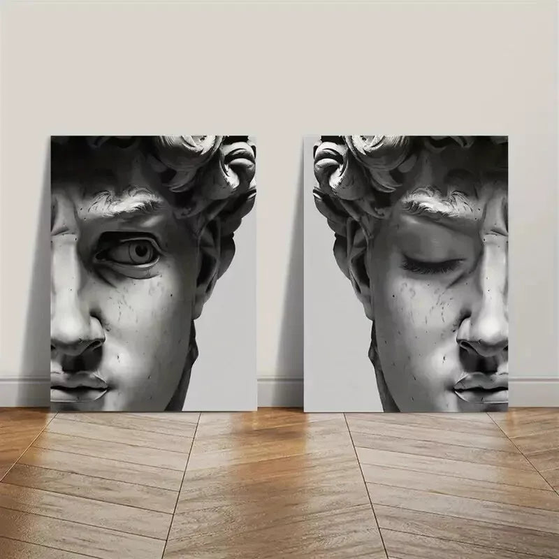 2pcs Interesting Plaster Statue Decoration Painting Canvas Framed 50x75cm - High Quality Print 100% Australian Made Wall Canvas Ready to Hang - Bella Home Decor