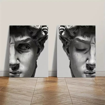 2pcs Interesting Plaster Statue Decoration Painting Canvas Framed 50x75cm - High Quality Print 100% Australian Made Wall Canvas Ready to Hang - Bella Home Decor