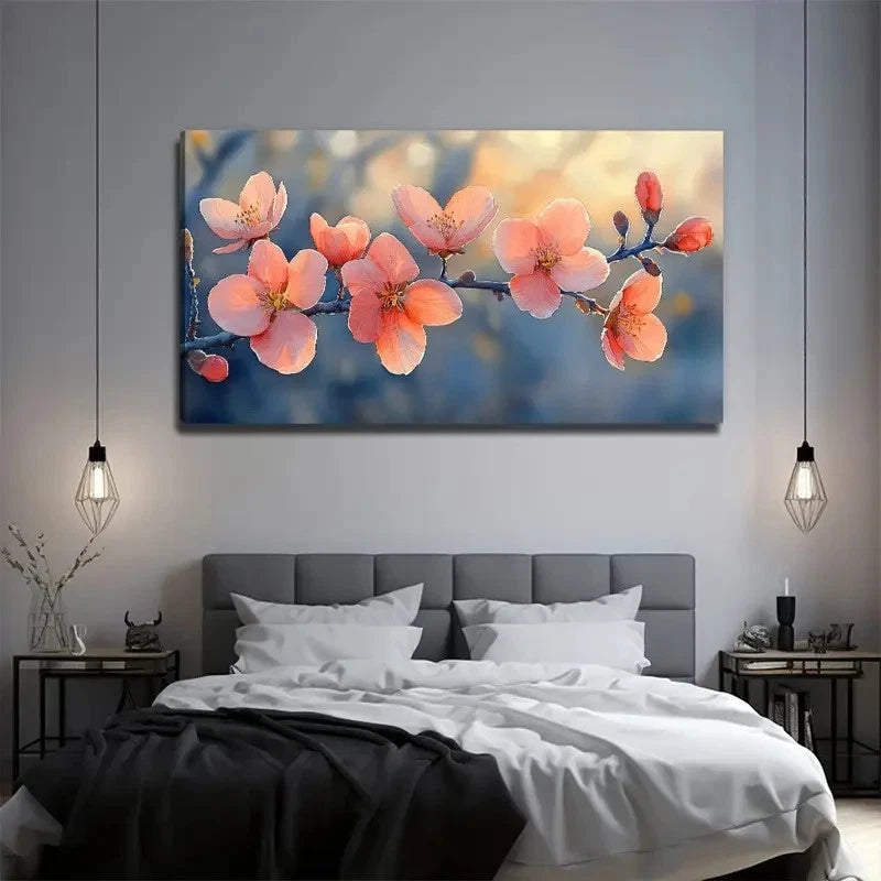 Abstract Pink Peach Blossom Wall Art Canvas Office Home Room Framed 120x60cm