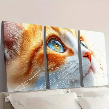 3pcs Orange Tabby Cat OC Wall Art Canvas Unframed – High Quality Print 100% Australian Made Wall Canvas