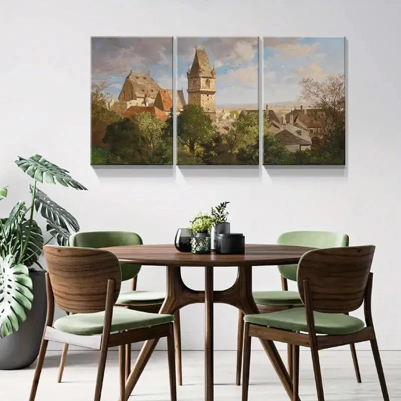 3pcs European Vintage Architecture Scenery Metal Print Ready to Hang Art - Bella Home Decor