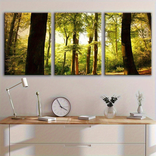 3pcs Sunshine and Green Shade Nature Metal Print Ready to Hang Art - Bella Home Decor