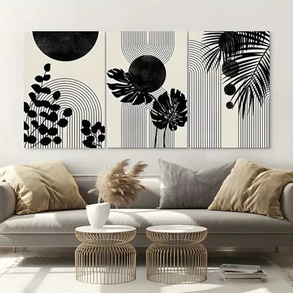 3pcs Black Boho Tropical Art Set Canvas Unframed - High Quality Print 100% Australian Made Wall Canvas