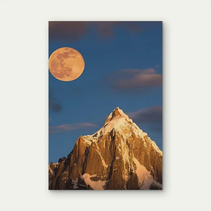 Full Moon over Snowy Peak 60x90cm Metal Print Ready to Hang