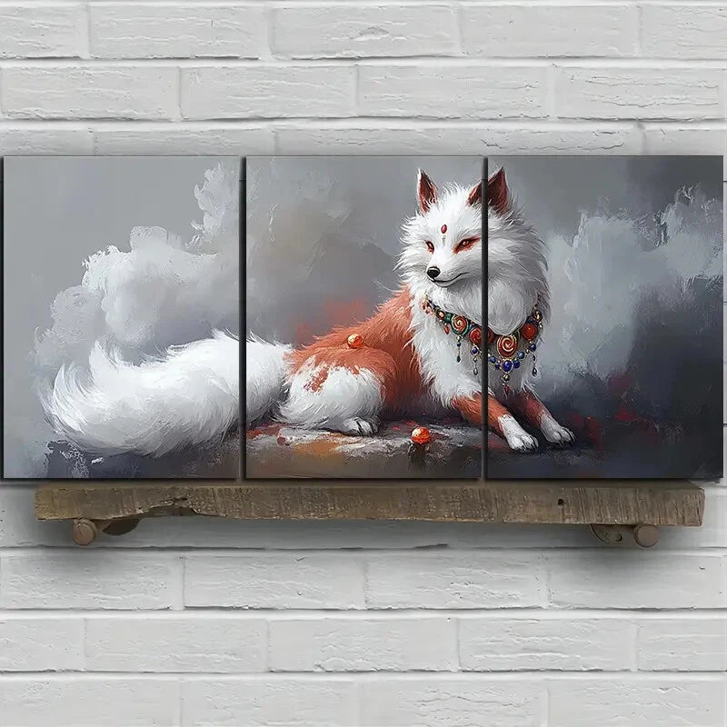 3pcs Beautiful Stunning Red Eyes Red Fox Metal Print Ready to Hang Art - Bella Home Decor