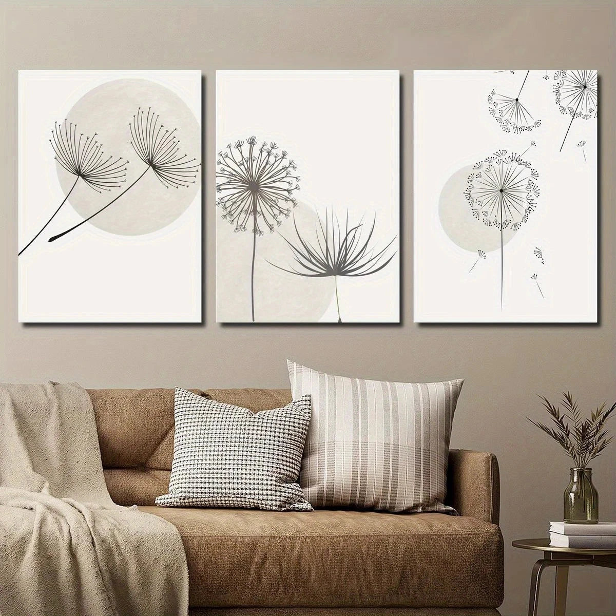 3pcs Dandelion Botanical Flower Black and White Metal Print Ready to Hang Art - Bella Home Decor