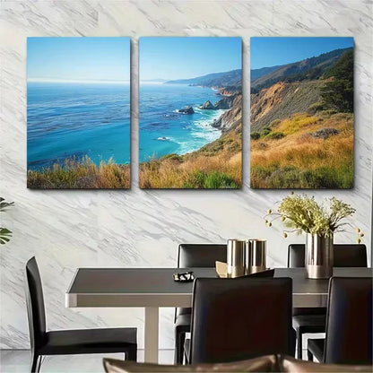 3pcs Big Sur California Travel Metal Print Ready to Hang Art - Bella Home Decor