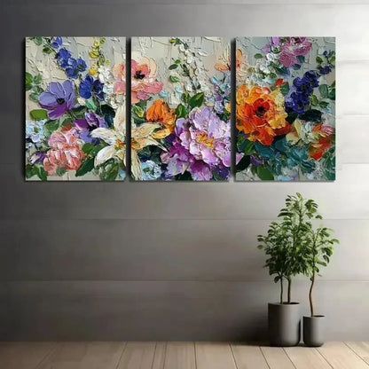 3pcs Monet-Style Flower Retro Art Painting Metal Print Ready to Hang Art - Bella Home Decor