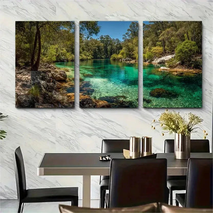 3pcs Lake Mckenzie Natural Scenic Print Australia Wall Art Set Canvas Framed 50x70cm - High Quality Print 100% Australian Made Wall Canvas Ready to Hang