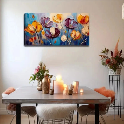 Depicts Many Colorful Flowers Wall Art Canvas Office Home Room Framed 120x60cm - Bella Home Decor