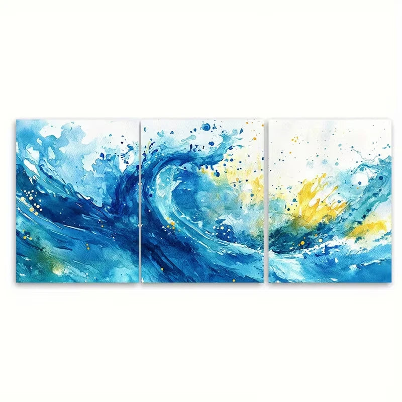 3pcs Vibrant Abstract Ocean Life Metal Print Ready to Hang Art