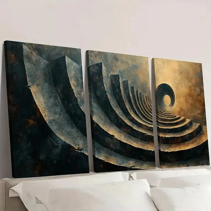 3pcs Geometric Spiral Ring Circle Pattern F T  Wall Art Set Canvas Unframed - High Quality Print 100% Australian Made Wall Canvas - Bella Home Decor