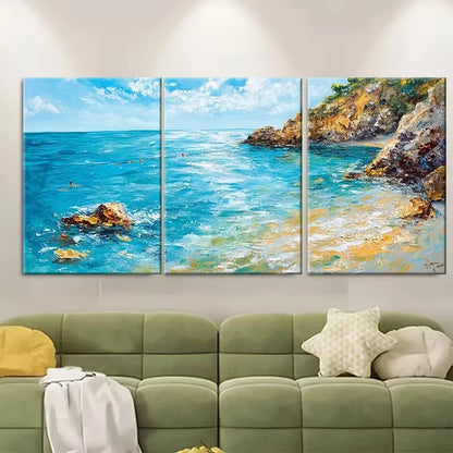 3pcs Summer Decor Landscape Swimming Metal Print Ready to Hang Art