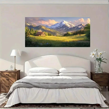 Mountain Cabin Serenity Wall Art Canvas Office Home Room Framed 120x60cm