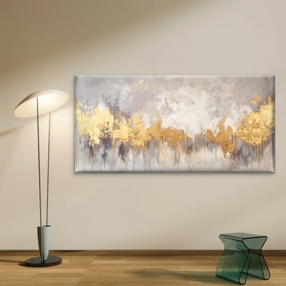 Abstract Golden & Grey Wall Art Canvas Office Home Room Framed 120x60cm - Bella Home Decor