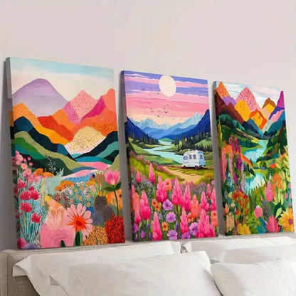3pcs Gorgeous Lakes and Mountains, Landscape Wall Art Canvas Unframed - High Quality Print 100% Australian Made Wall Canvas