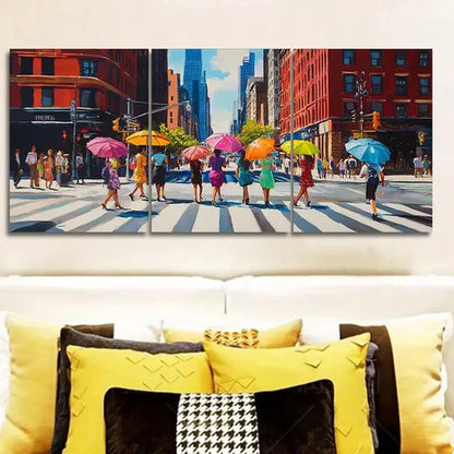 3pcs The vibrant streets of New York City Wall Art Set Canvas Unframed - High Quality Print 100% Australian Made Wall Canvas