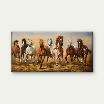 Horses Running Fields Wall Art Canvas Office Home Room Framed 120x60cm