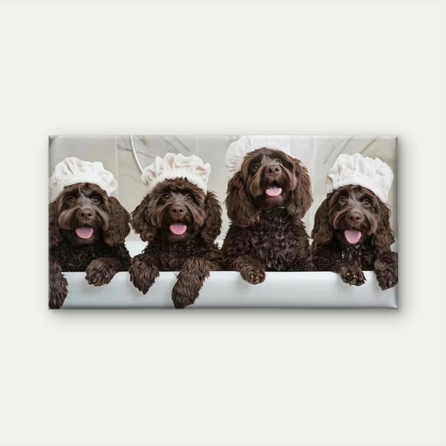 Cute Brown Poodle Puppy Wall Art Canvas Office Home Room Framed 120x60cm