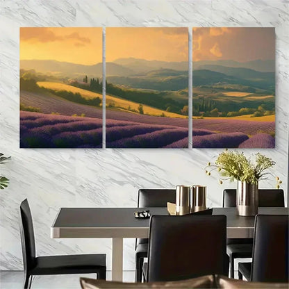 3pcs Vibrant Provence Dawn Landscape Metal Print Ready to Hang Art