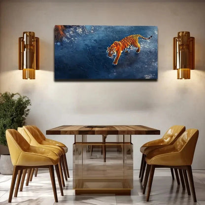 Majestic Tiger Walking On Ice Wall Art Canvas Office Home Room Framed 120x60cm - Bella Home Decor