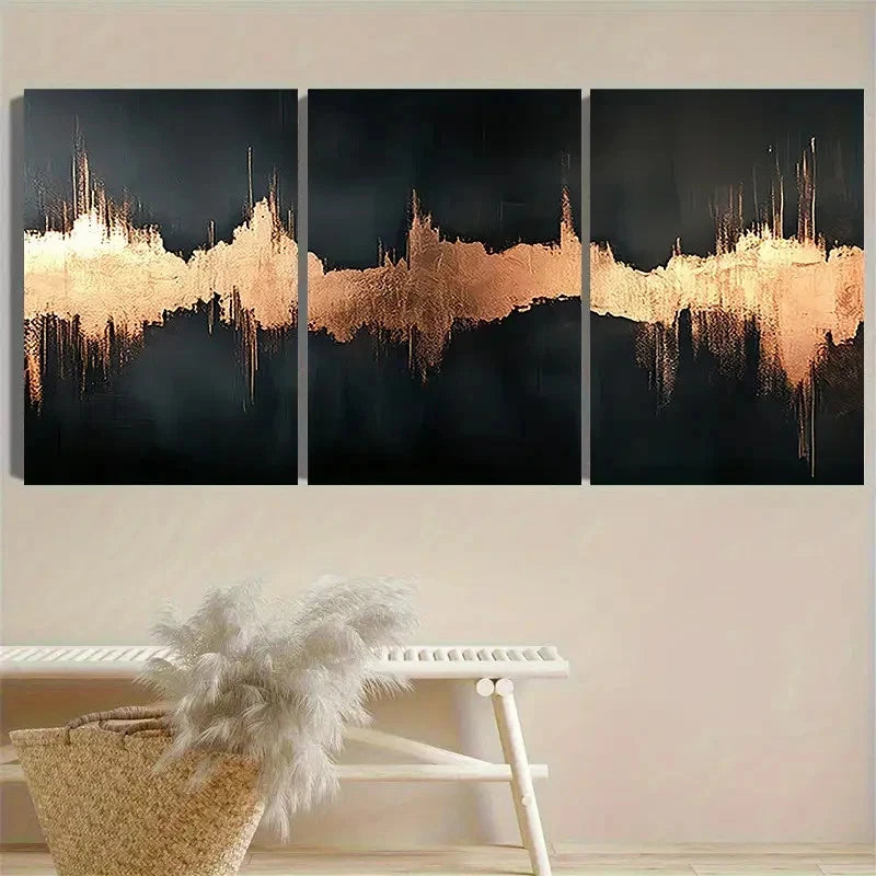 3pcs Copper Crystal Artwork Wall Art Set Canvas Framed 40x60cm - High Quality Print 100% Australian Made Wall Canvas Ready to Hang - Bella Home Decor