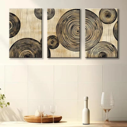 3pcs Tree Ring Texture Wall Art Set Canvas Framed 60x90cm - High Quality Print 100% Australian Made Wall Canvas Ready to Hang
